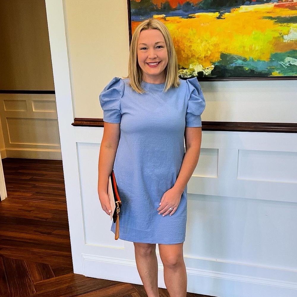 Blue puff sleeve dress size medium